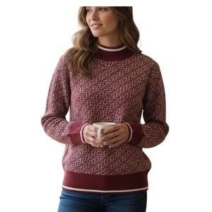 Guess Burgundy Geometric Mock Neck Long Sleeve Sweater Top‎ Women's XL